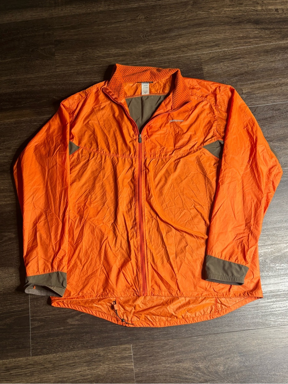 Patagonia Ultralight Windbreaker Zip-Up Jacket Orange Grey